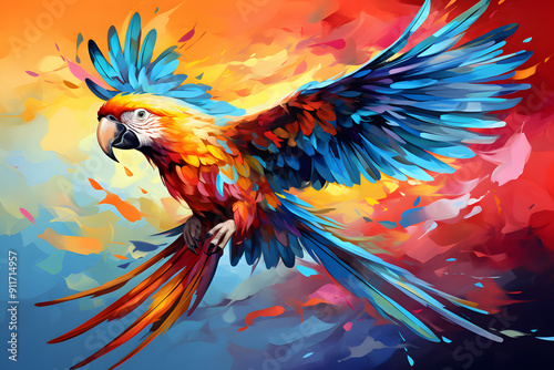 Creative parrot head illustration in pop art style Generative Ai,