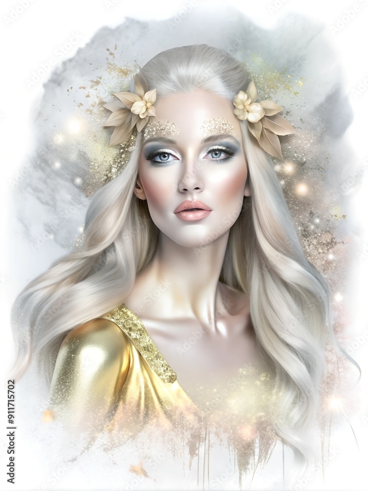 portrait of a woman with snowflakes portrait of a woman with snowflakes