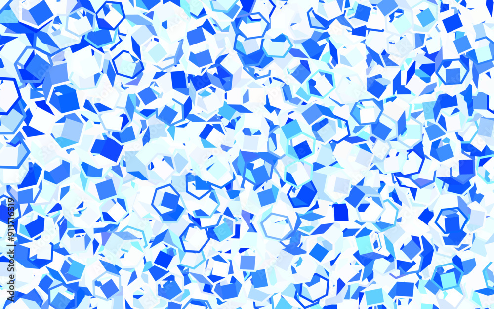 Light BLUE vector background with set of hexagons. Light BLUE vector background with set of hexagons.