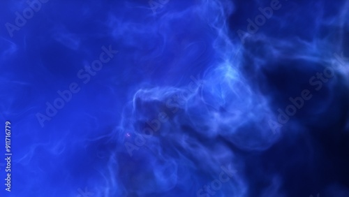 A blue space background with stars and a galaxy