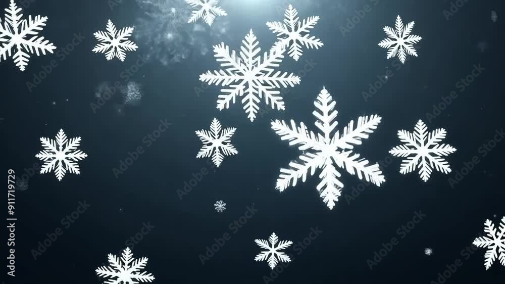 Falling Snowflakes on Dark Background Creating a Winter Scene
