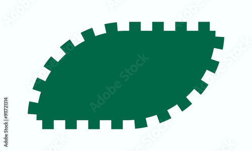 Notch Round Corner Rectangle Green Leaf