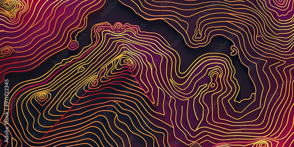 Obraz premium Abstract wavy lines in yellow and red.