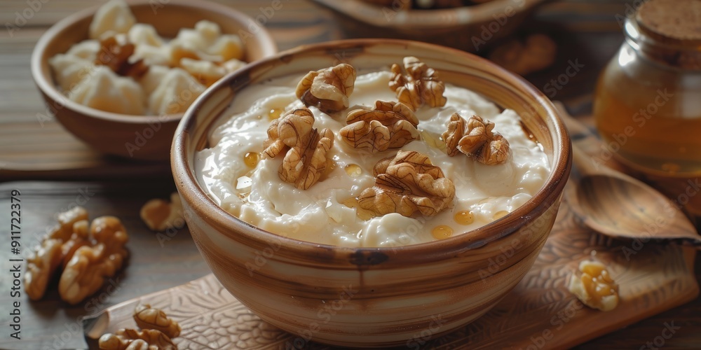 Authentic Greek treat crafted from yogurt honey and walnuts Authentic Greek treat crafted from yogurt honey and walnuts