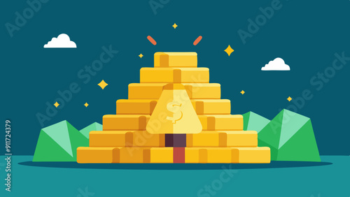 A lot of money and gold bar vector illustration