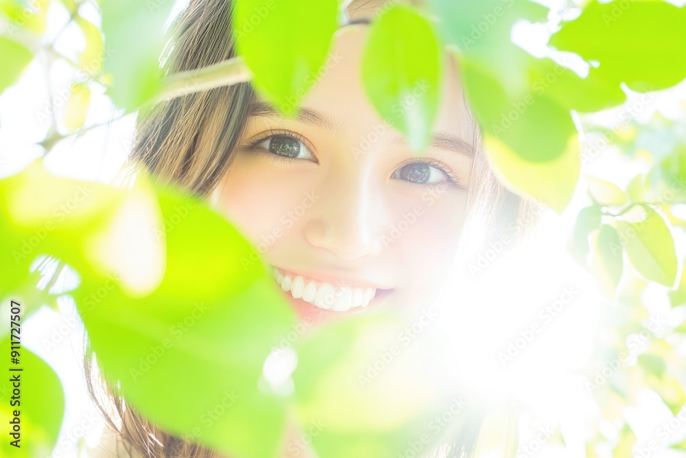 Shinrin Yoku: Portrait of a Serene Young Woman Embracing Forest Bathing for Tranquility and Well-being Shinrin Yoku: Portrait of a Serene Young Woman Embracing Forest Bathing for Tranquility and Well-being