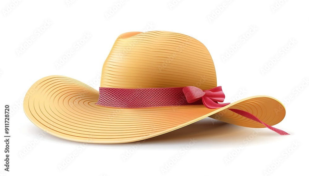 Women straw hat with a bow isolated on a white background. Women straw hat with a bow isolated on a white background.