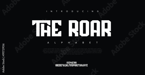 Roar Futuristic Elegant font Typeface Concept.
