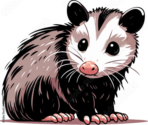 illustration of a cute cartoon opossum