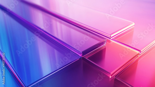 Fototapeta Naklejka Na Ścianę i Meble -  Abstract 3d gradient pink, purple and blue reflective glass background