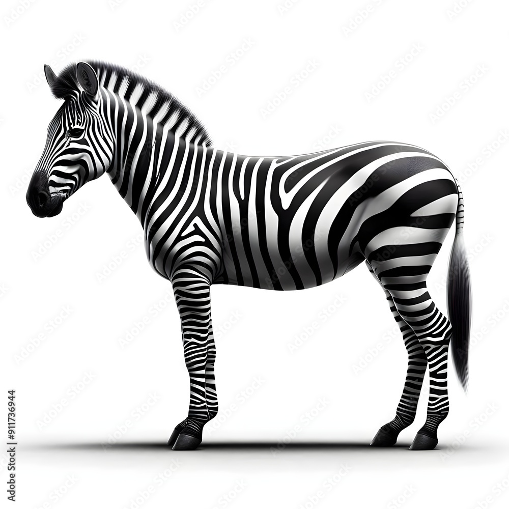 Fototapeta premium An illustrative image of a Zebra on a White background 