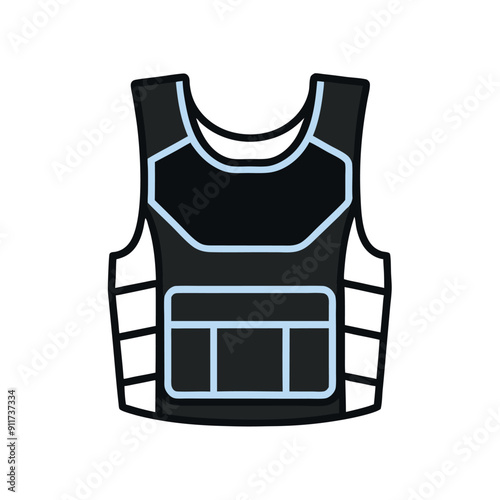 a Bullet-proof vest flak jacket vector art illustration