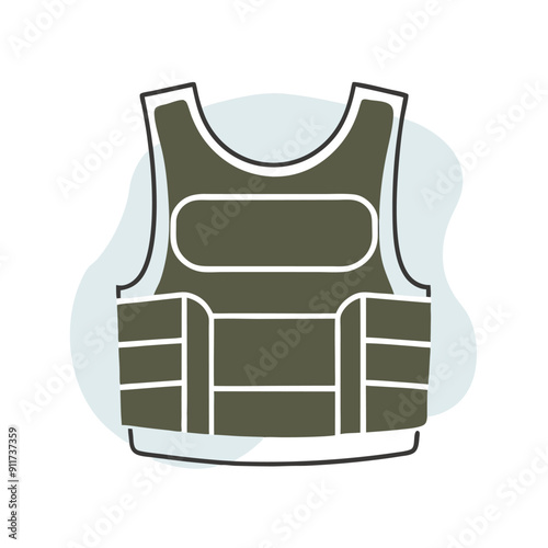 a Bullet-proof vest flak jacket vector art illustration