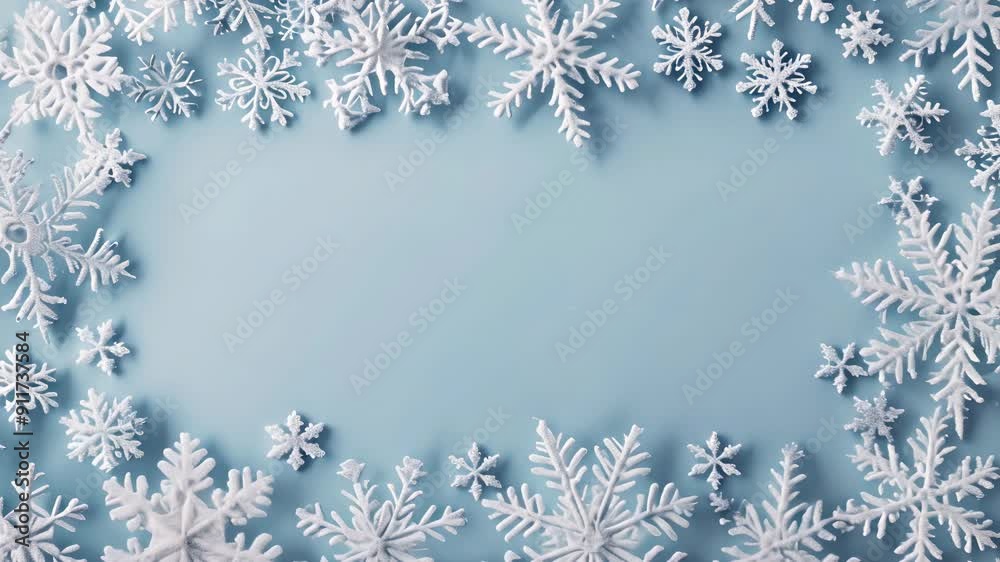 A blue background with a white snowflake border A blue background with a white snowflake border