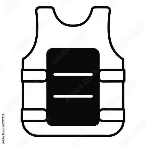 a Bullet-proof vest flak jacket vector art illustration