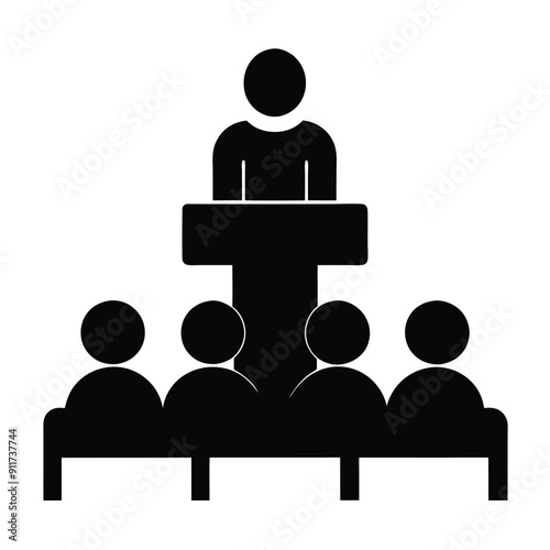 a Speaker before the audience vector art illustration 