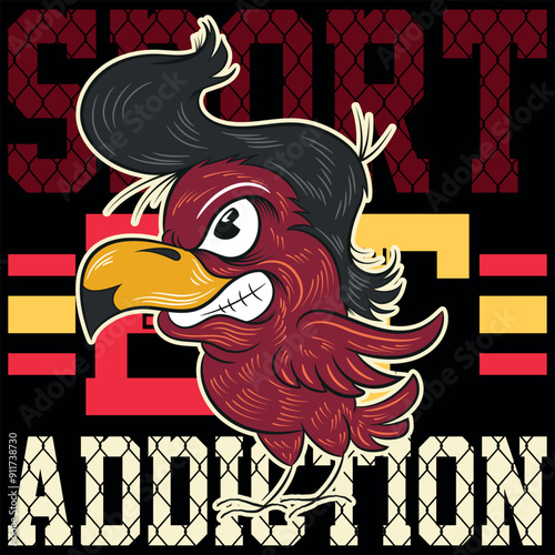 ImprimirCardinal bird t-shirt print mockup, sport team and athletics club department vector emblem. West Virginia sport training session, cardinal bird symbol for varsity team league t shirt print