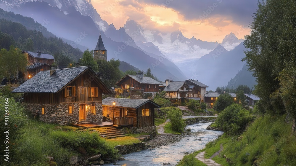 A charming village in the mountains, A charming village in the mountains,