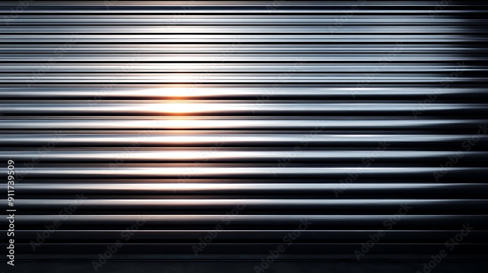 Seamless pattern of shiny metallic corrugated industrial roller shutter door with bright reflections Seamless pattern of shiny metallic corrugated industrial roller shutter door with bright reflections
