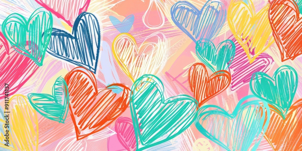 Abstract art with colorful heart shapes. Abstract art with colorful heart shapes.