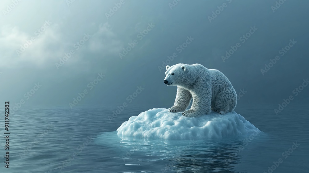 Polar Bear Stranded on Small Iceberg in Open Ocean Polar Bear Stranded on Small Iceberg in Open Ocean