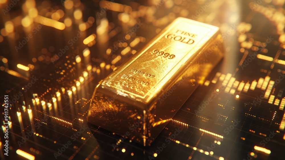 Gold Bar with Gold Price Chart Background. Gold Bar with Gold Price Chart Background.