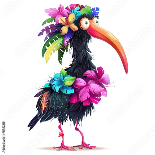 Ibise Tropical animal fashion cartoon isolated whitebackground 16:9 photo