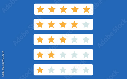 5 Star rating from five to one vector icon, 5 star rating vector image