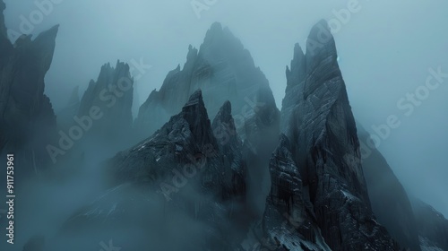 Fototapeta Naklejka Na Ścianę i Meble -  Mist over the mountains in Dolomites.