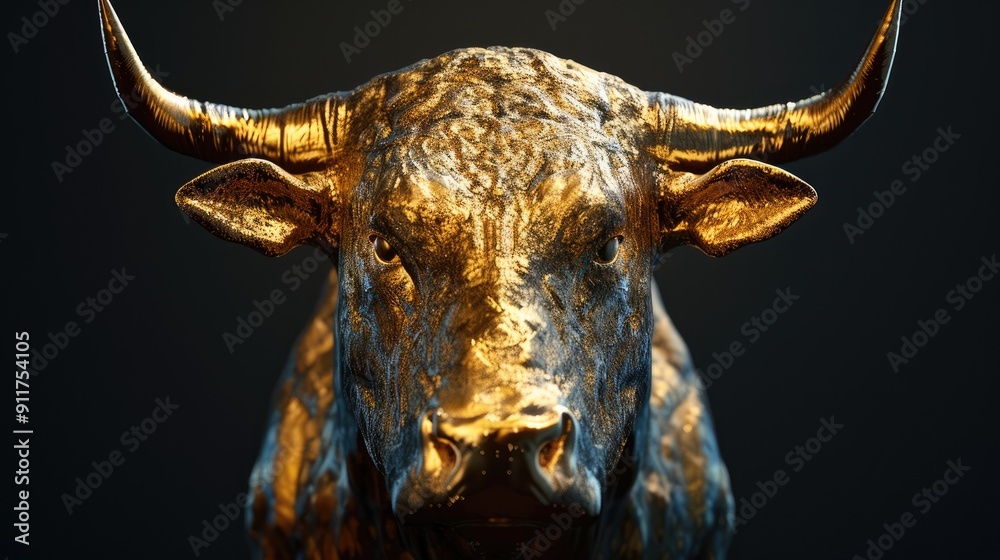 Render illustration of golden bull head. Render illustration of golden bull head.