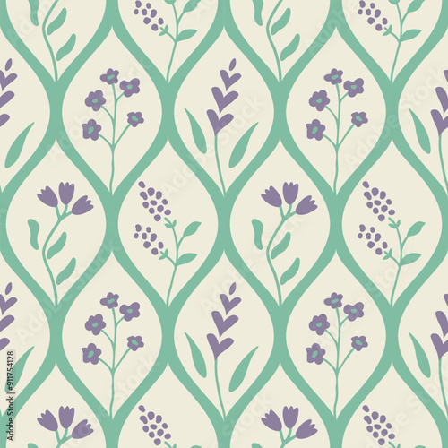 Seamless floral and geometric vector pattern
