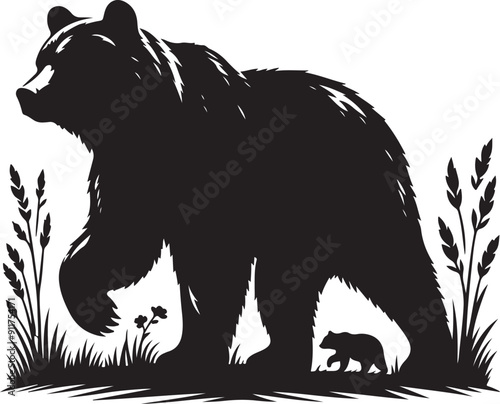 Bear black silhouette vector illustration