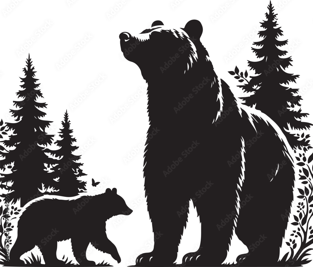 Bear black silhouette vector illustration Bear black silhouette vector illustration