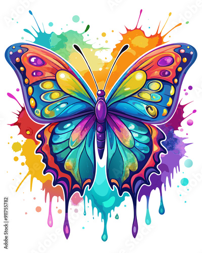 A multicolored butterfly with intricate wing patterns