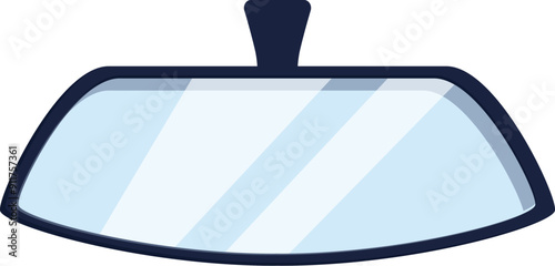 Car rear view mirror reflecting road isolated on white background