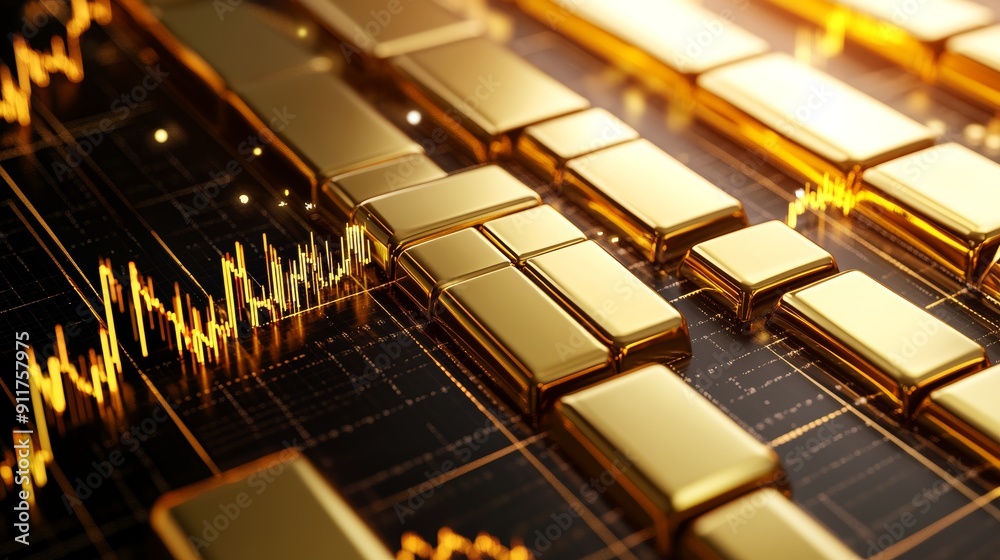 Gold futures market, trading strategy, 3D illustration, copy space for text, high-resolution photo Gold futures market, trading strategy, 3D illustration, copy space for text, high-resolution photo