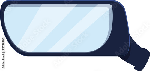 Rearview mirror reflecting a clear blue sky, ensuring safe driving and providing a view of the road behind