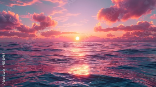 Ocean embrace sunset magnificence, beautiful sunrise image