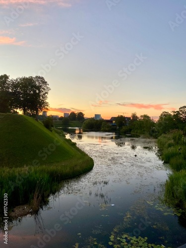 sunset over the river