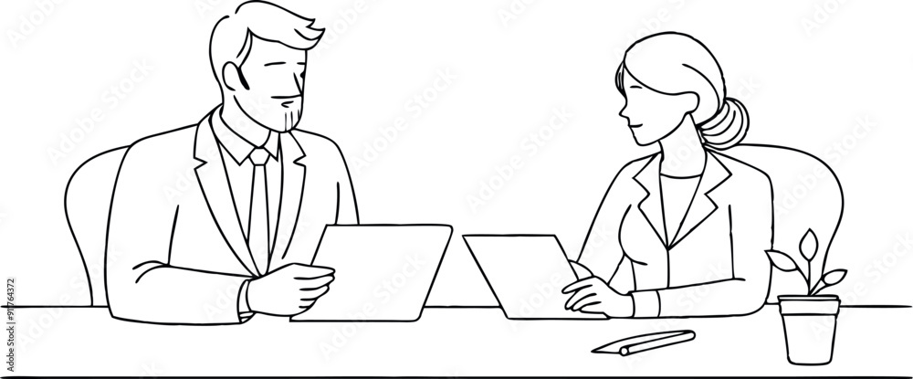Business Meeting Concept with Colleagues Discussing Work Business Meeting Concept with Colleagues Discussing Work
