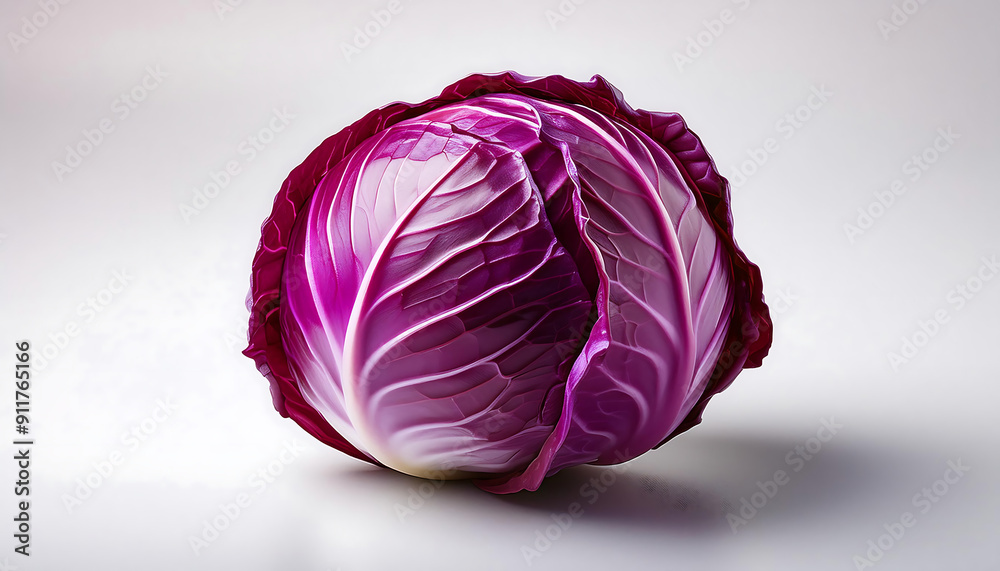 A single red cabbage on a white background A single red cabbage on a white background