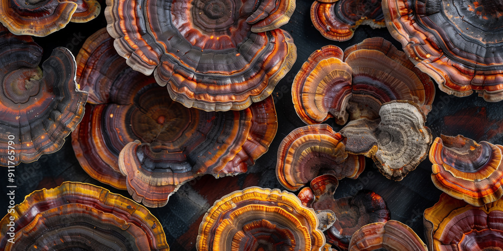 Fototapeta premium Ganoderma lucidum Lingzhi mushroom Ganoderme luisant Nm linh chi