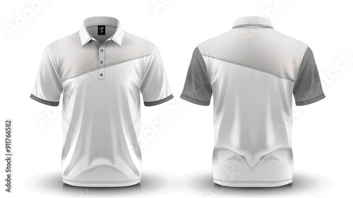 white and gray sublimation shirt for polo sport jersey template. front and back view. 