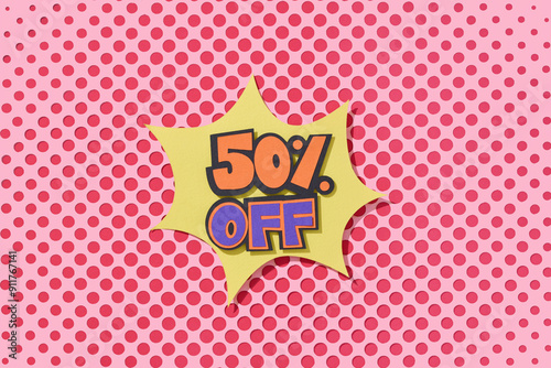 Colorful Comic Style Boom Graphic on Polka Dot Background