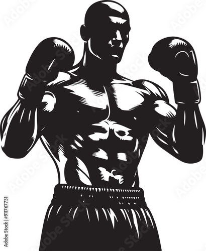 Boxer black silhouette vector illustration
