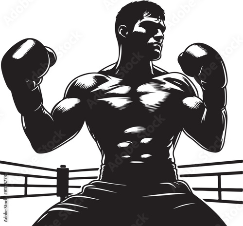 Boxer black silhouette vector illustration