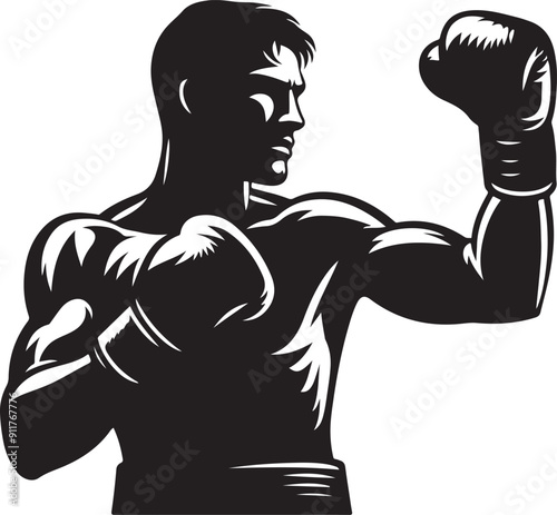 Boxer black silhouette vector illustration