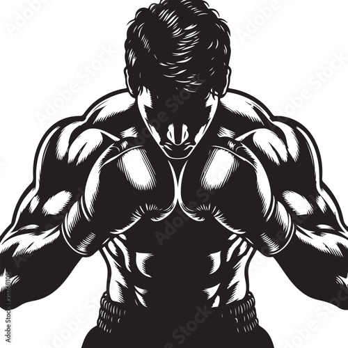 Boxer black silhouette vector illustration