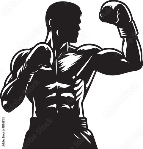 Boxer black silhouette vector illustration