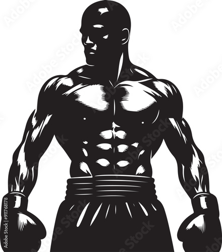 Boxer black silhouette vector illustration